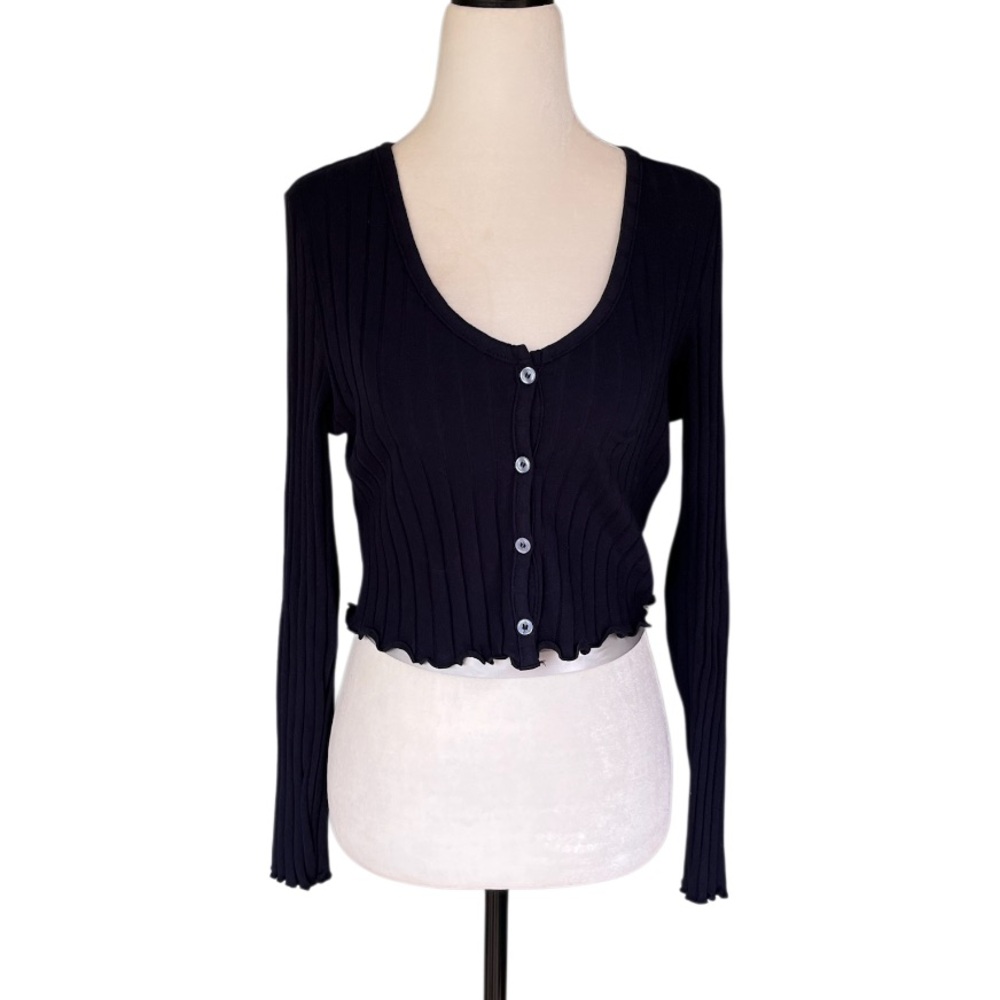 🌟3/$25 🌟SHEIN Black Ribbed Button-Down Shirt